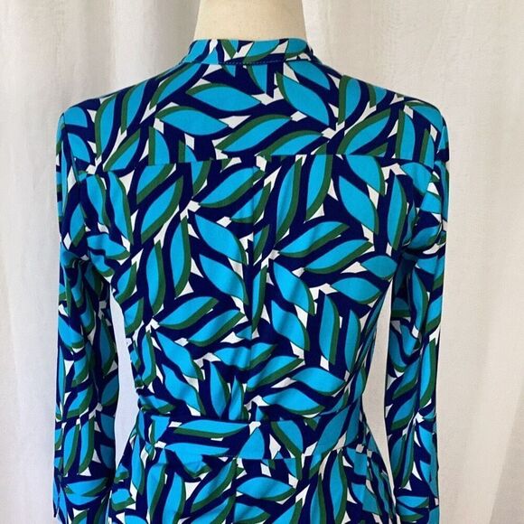 Donna Morgan Collared Shirt Dress Geometric Women’s 4 Tie Waist - Picture 8 of 10